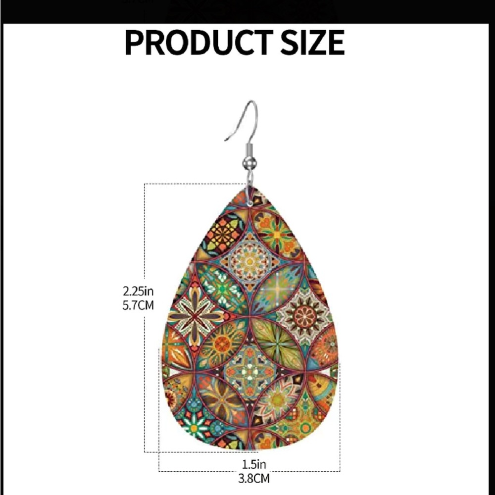 Boho Mandala Patchwork Multicolored Leather Teard… - image 7